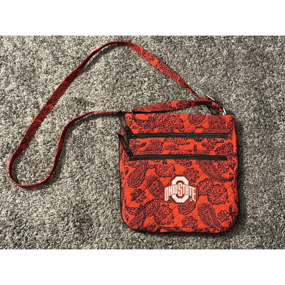 Vera Bradley Ohio State Buckeyes Red Paisley Quilted Cotton Crossbody Bag